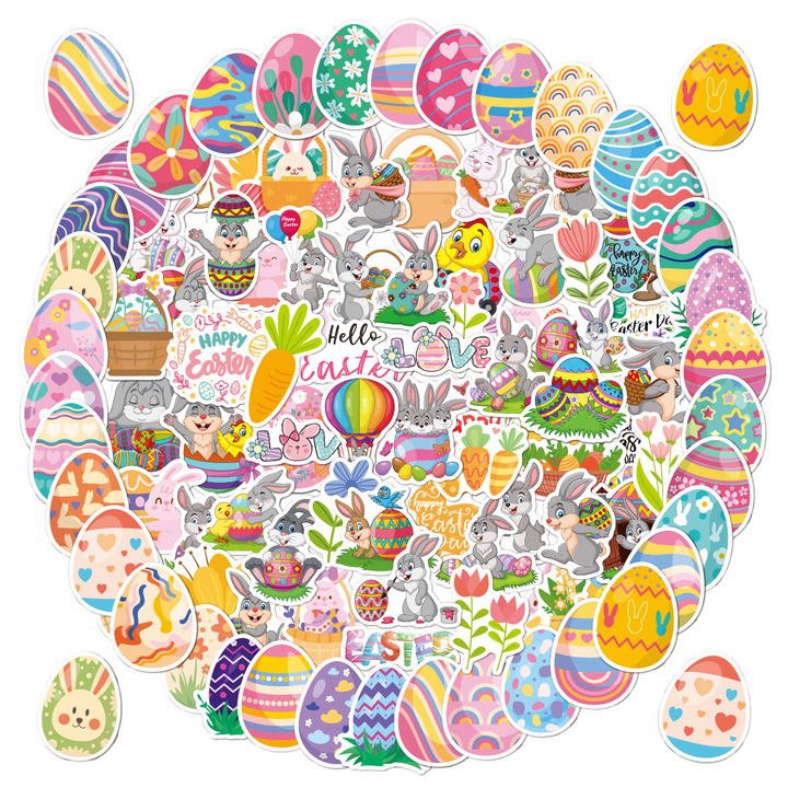 Easter Holographic Stickers PVC Bunny Egg Design for Holiday Scrapbooking