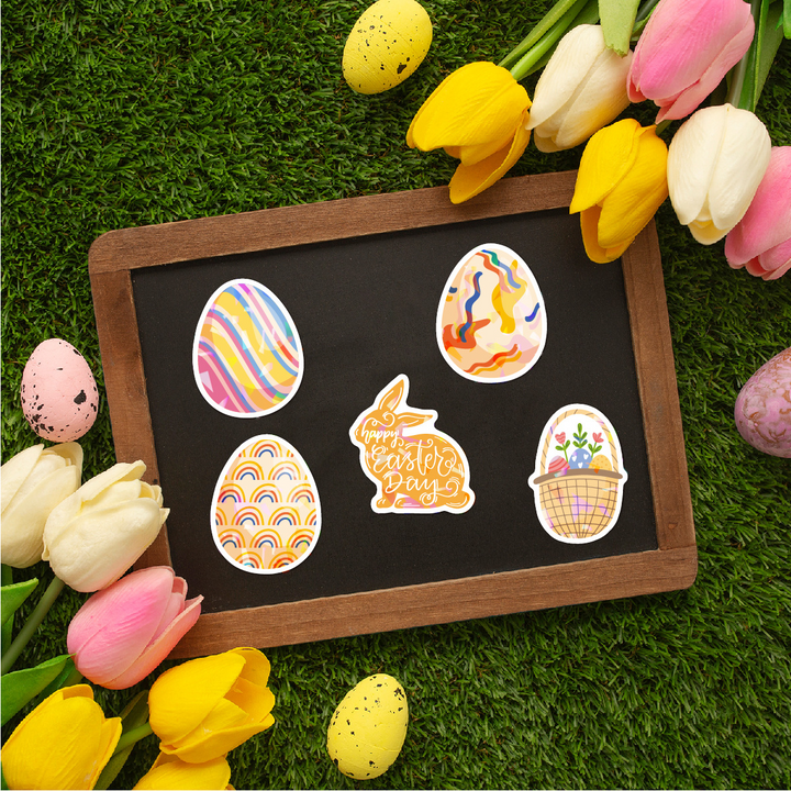 Easter Holographic Stickers PVC Cute Egg Animal Design for Art Journals