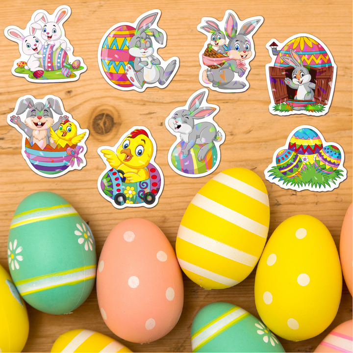 Easter Holographic Stickers PVC Egg Bunny Animal Design for Planner Decoration