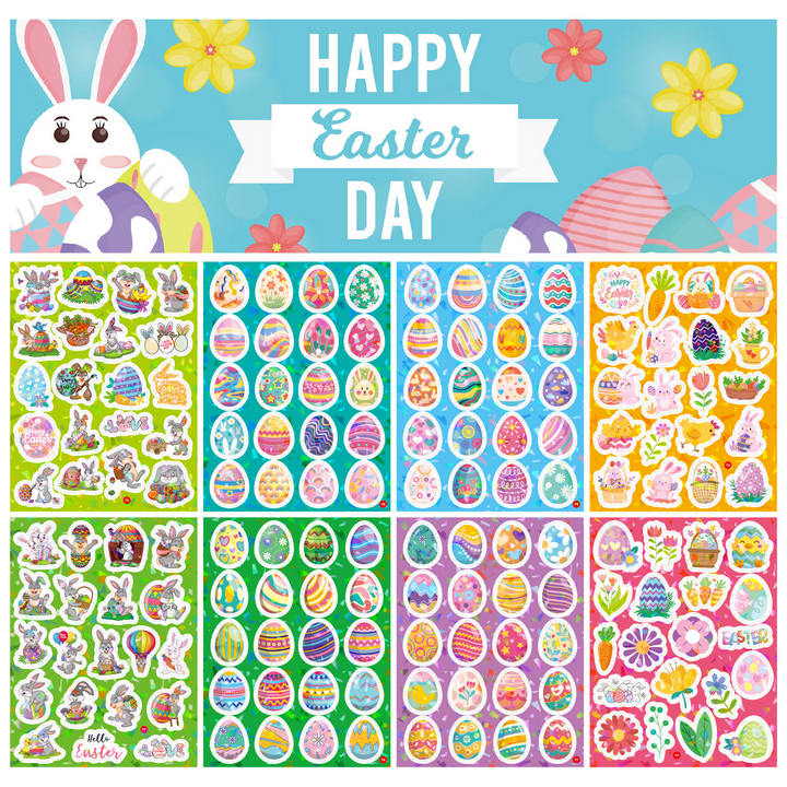 Easter Stickers PVC Holographic Egg Bunny For DIY