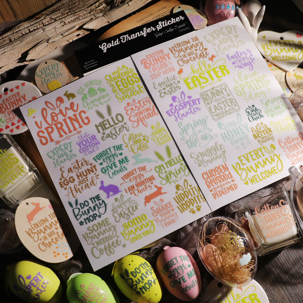 Easter Text Stickers Decorative Easter Transfer