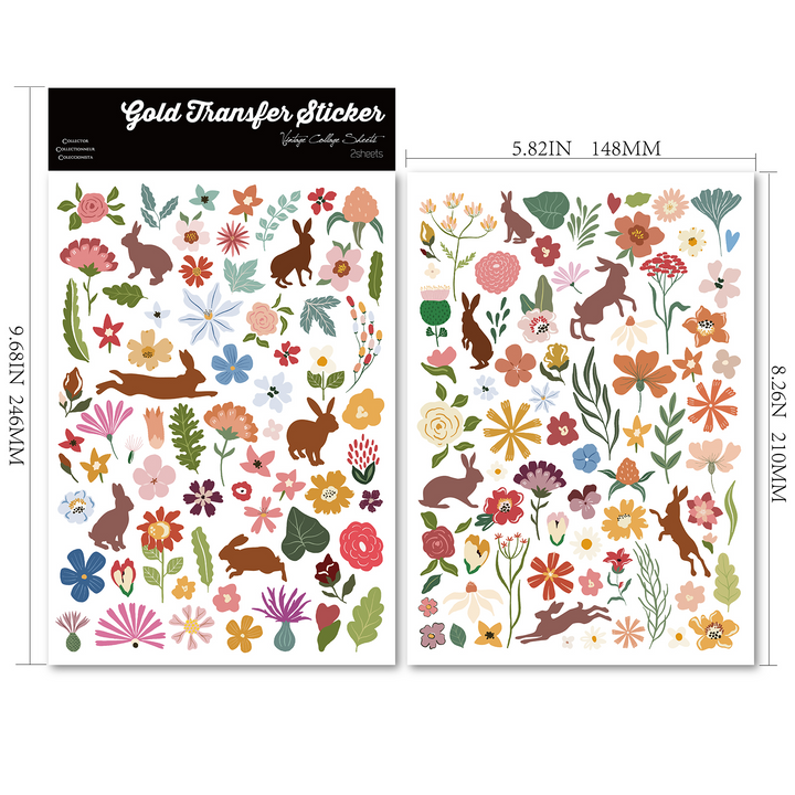 Easter Transfer Stickers Crystal Bunny Stickers Spring Floral Craft Decoration