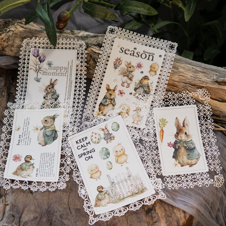Easter Transfer Stickers Cute Easter Bunny Floral Theme Easter Sticker