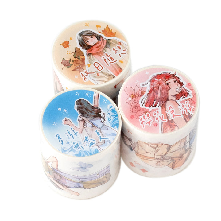 Echoes of Four Seasons Washi Tape Characters Unique Artwork Fun Style