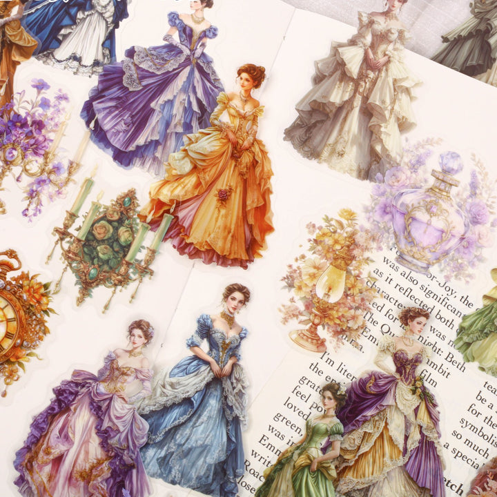 Elegant Court Dress Girl PET Stickers Creative Journal
