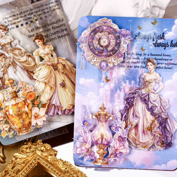 Elegant Court Dress Girl PET Stickers Decorative Pack