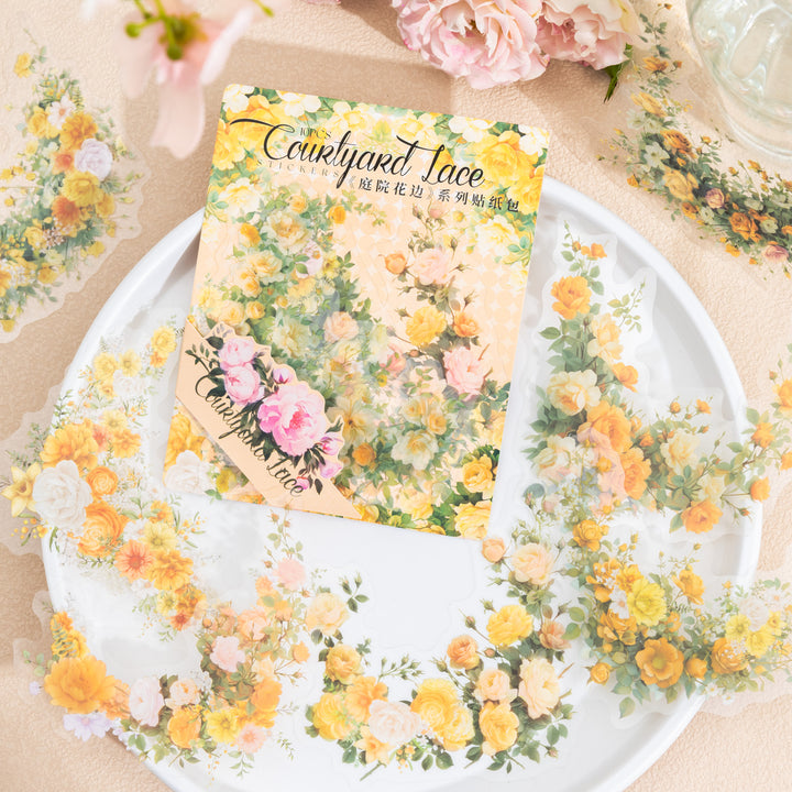 Elegant Garden Lace Stickers for Planner Collage