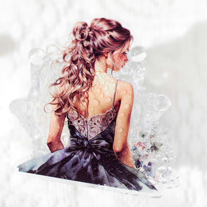 Elegant Girl Silhouette Stickers - Ballet and Flowers Theme