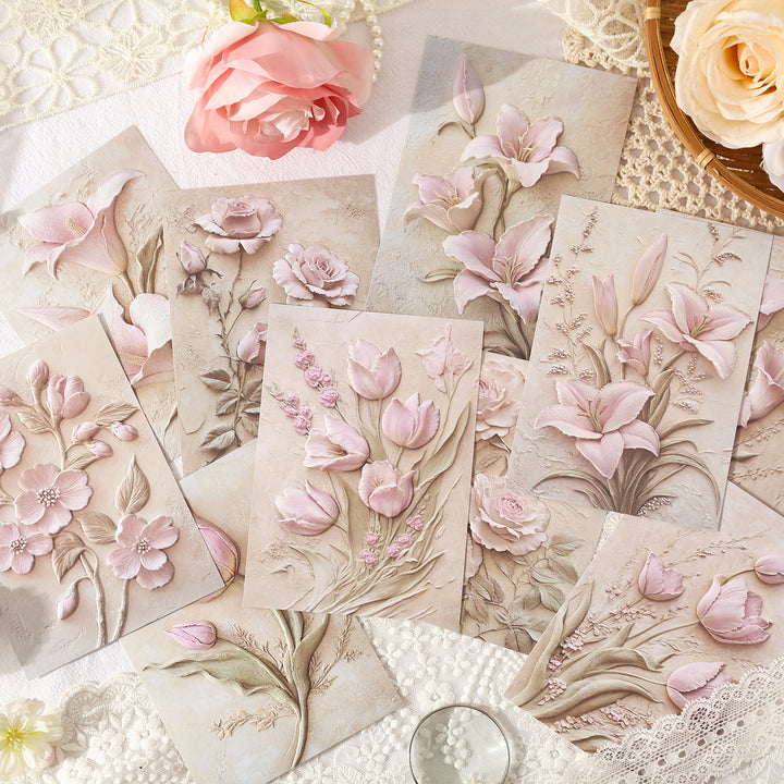 Embossed Floral Craft Paper Dream of Hiding Flowers Retro Look