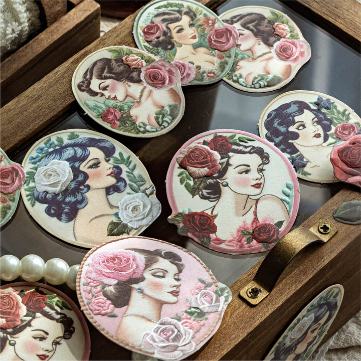 Embroidery Story Series Elegant Embroidery Stickers for Diary Decoration