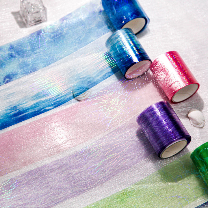 Emerald Green Color Microwave Series Tape Ocean Theme Glossy Light Reflection Tape Perfect for Personalizing Planners