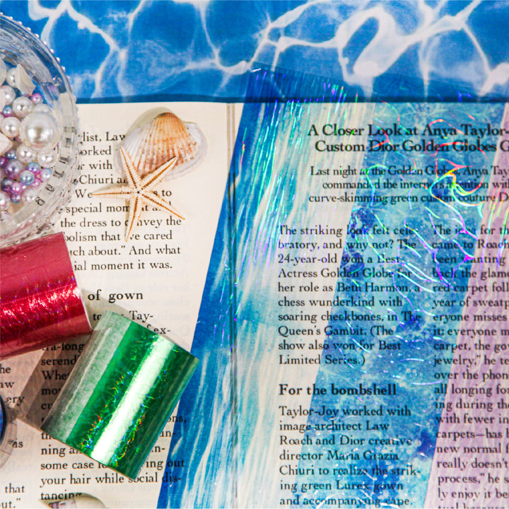 Emerald Green Color Microwave Series Tape Ocean Theme Water Wave Texture Tape Suitable for DIY Scrapbooking