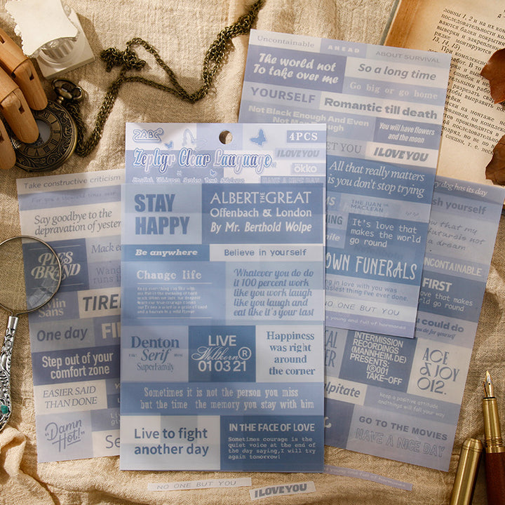 English Chattering Aesthetic PET Stickers For Journaling