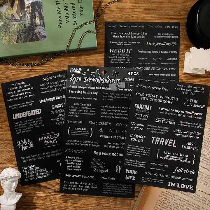 English Chattering PET Collage Stickers For Layered Designs