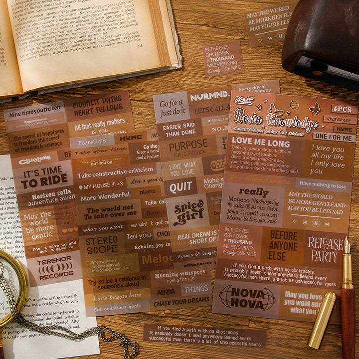 English Chattering PET Text Stickers Suitable For Journals