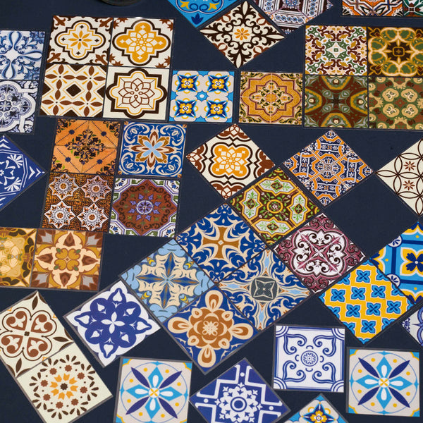 Ethnic Aesthetic Classical Tiles Stickers PET Material