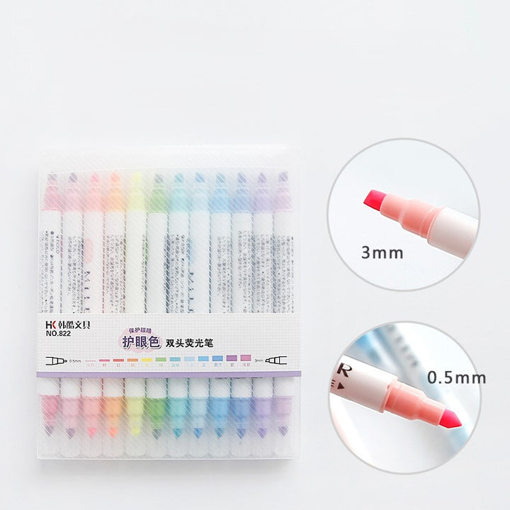 Eye Friendly Dual Head Fluorescent Markers Art Supplies Colorful Markers