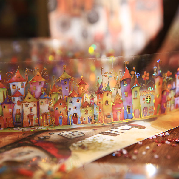 Fairy Tale Cartoon Castle PET Tape Bridge View Suitable for Art Projects
