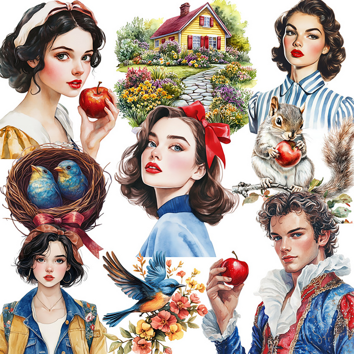 Fairy Tale Stickers Apple Girl Fantasy Scrapbook Material