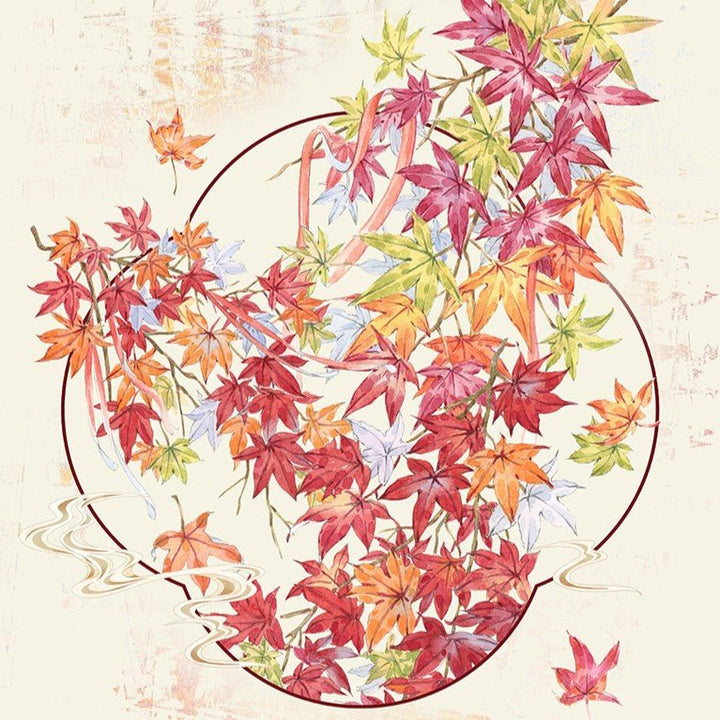 Falling Red Leaves Scenery PET Tape Artistic Style