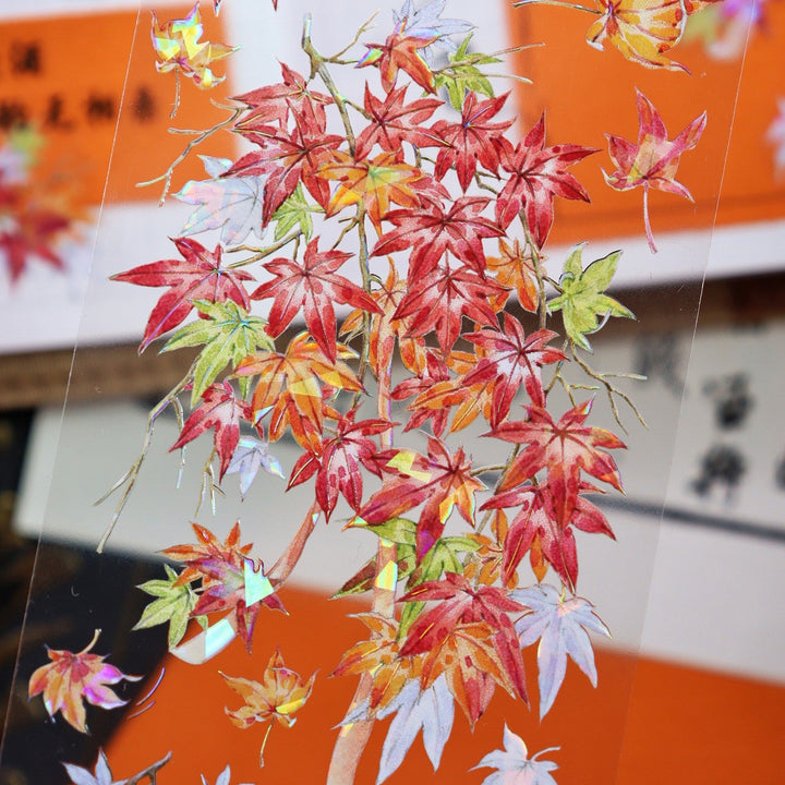 Falling Red Leaves Scenery PET Tape Autumn Theme