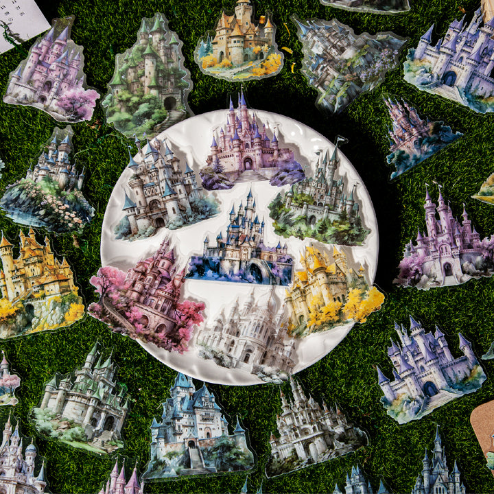Fantasy Castle Series PET Stickers Flower and Magic Castle design