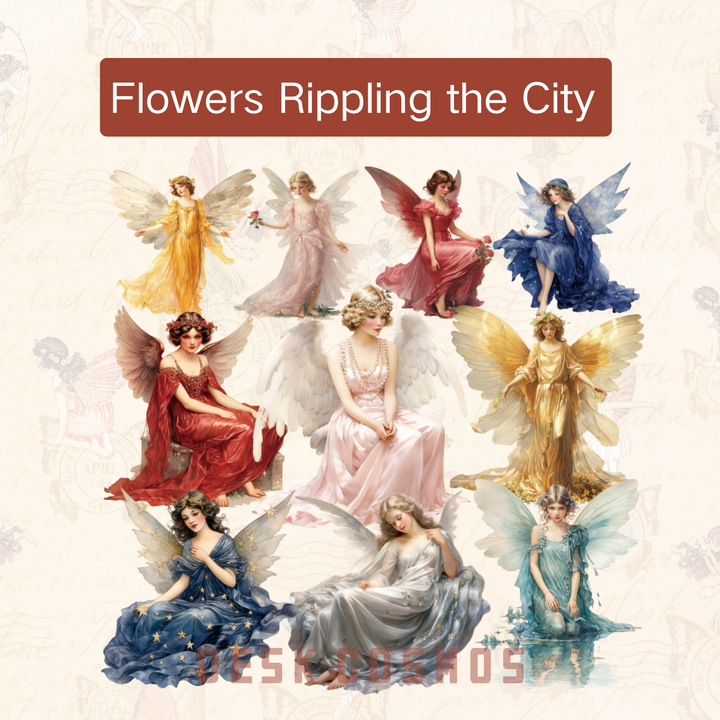 Fantasy Princess Flowers Rippling The City Vintage Beauty Sticker