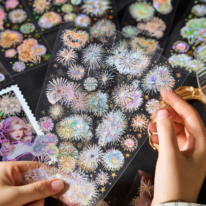 Fireworks PET Stickers Brilliant as Day Japanese Style Fireworks Paper