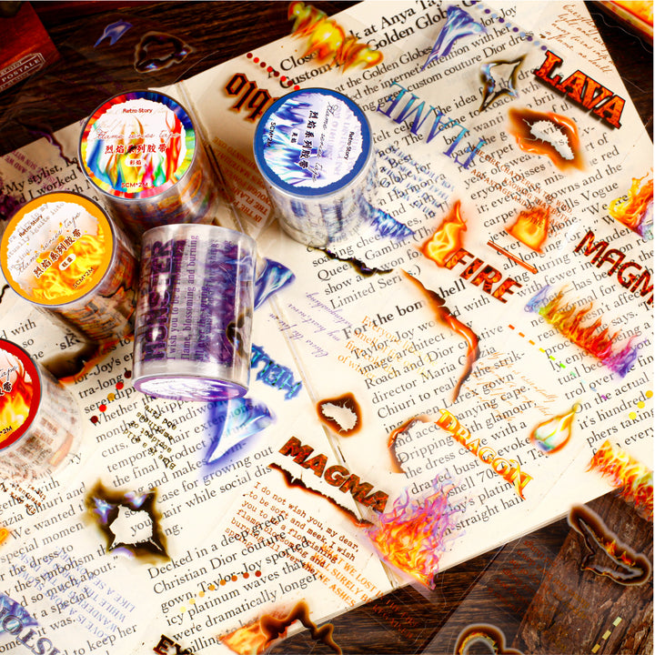 Flame Series Text PET Tapes Suitable for Scrapbook