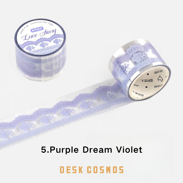 Flat Lay of Purple Dream Violet Themed Lace Border Tape