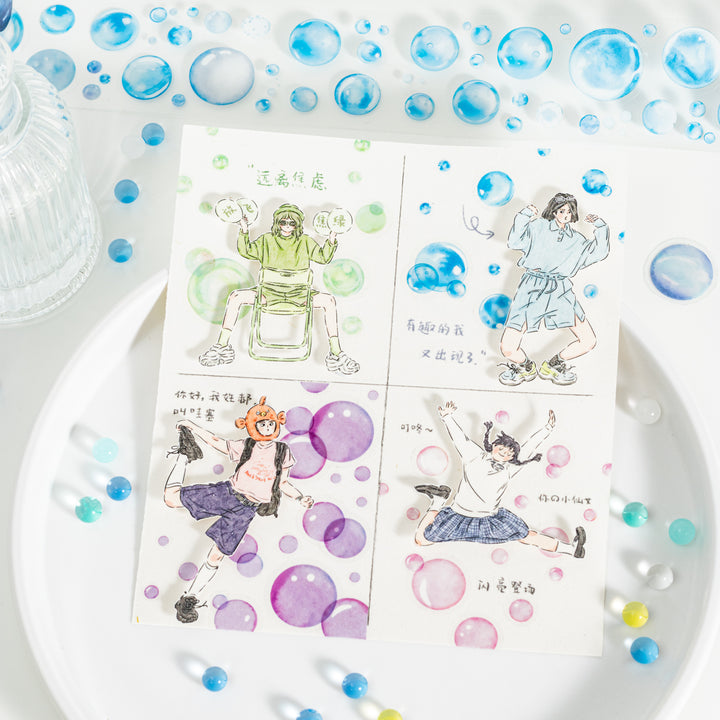 Floating Bubbles Watercolor Art PET Tapes Bubbles Polka Dots