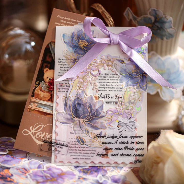 Floating Flower Gilded romantic stickers for journaling and scrapbooking