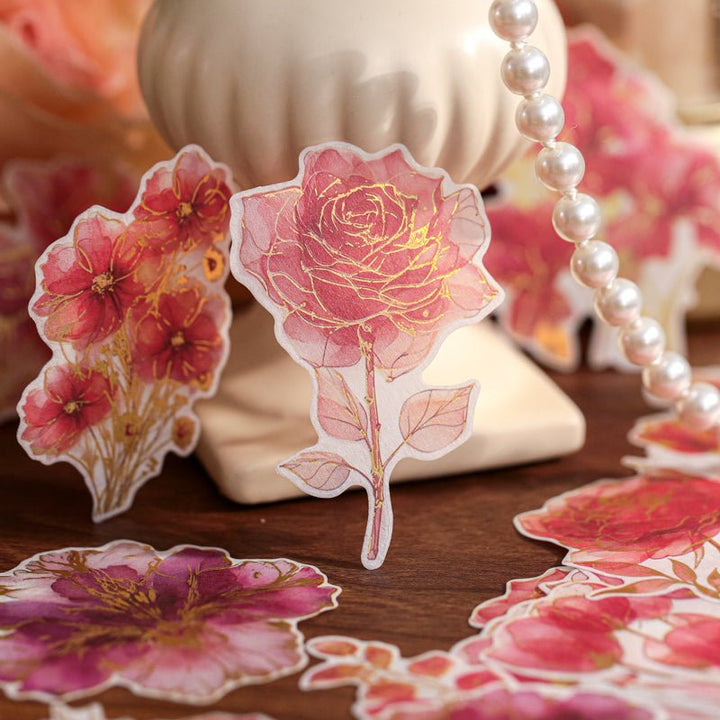 Floating Flower Gilded delicate washi stickers for diary decoration