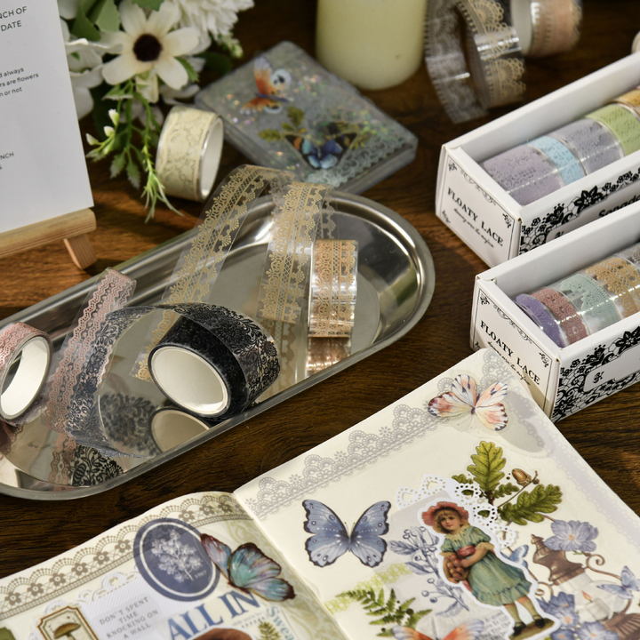 Floating Lace Aesthetic PET Tape Set Luxury Decorative Adhesive