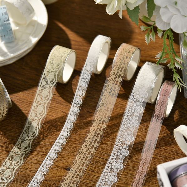 Floating Lace PET Washi Tape Romantic Lace Background for Journals