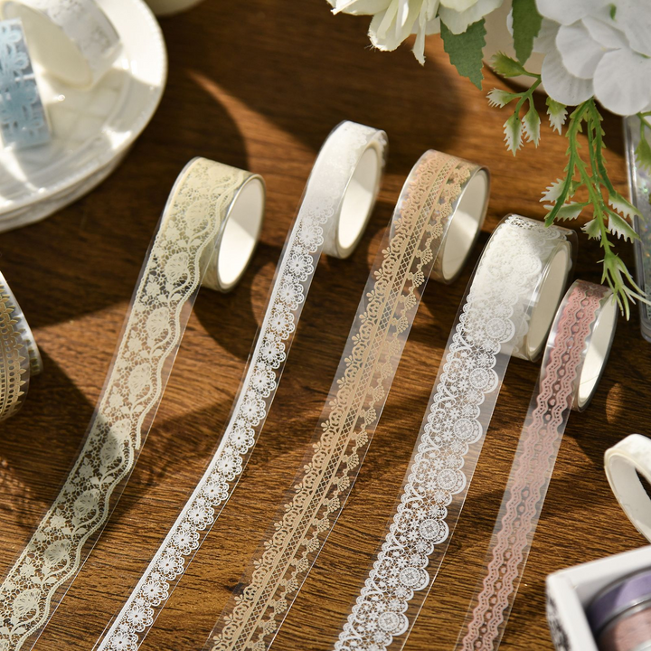 Floating Lace PET Washi Tape Romantic Lace Background for Journals
