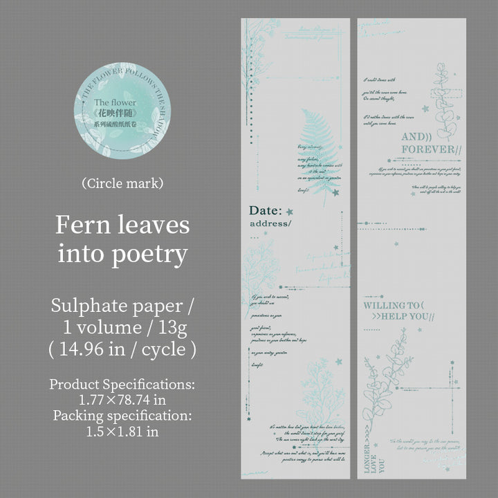 Floral Accompaniment Fern Leaves into Poetry Sulfate Tape Collage Craft