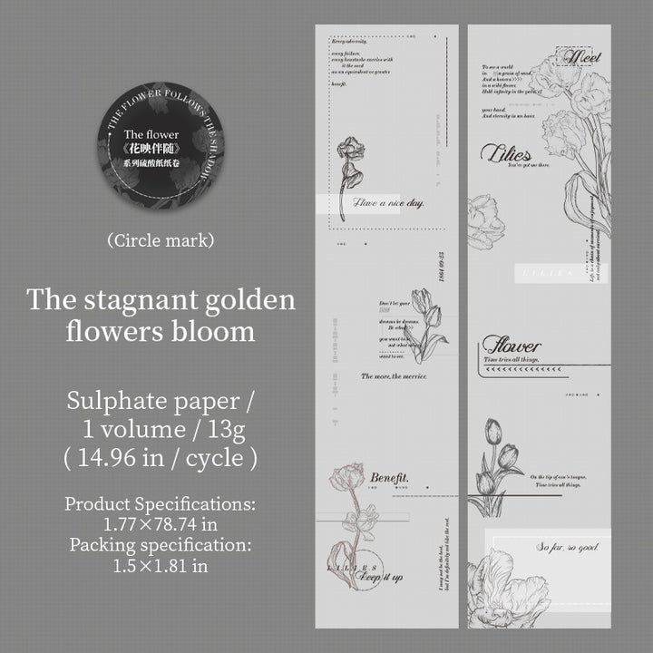 Floral Accompaniment Stagnant Golden Flowers Bloom Tape Retro Art Design