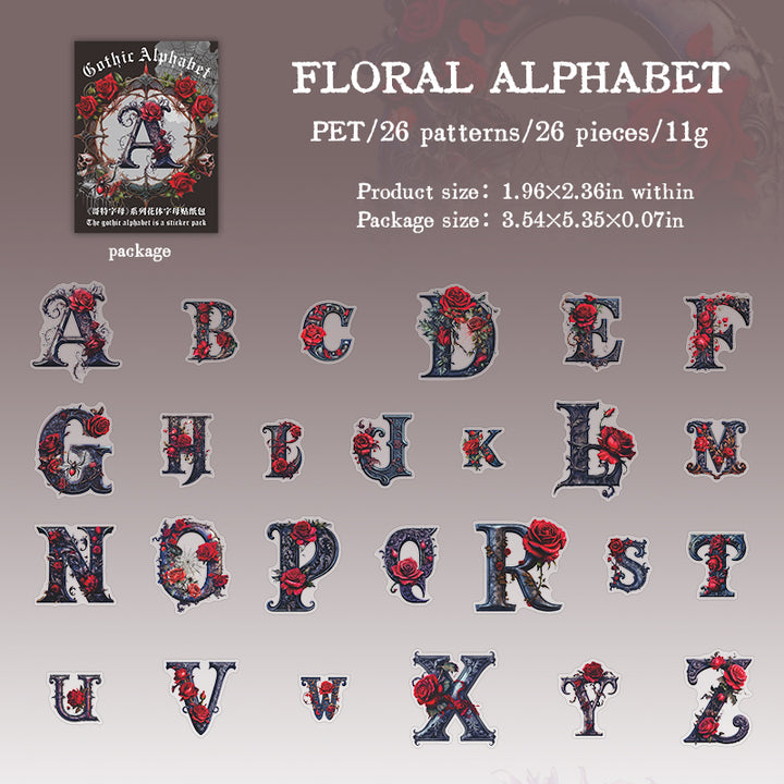 Red Gothic Letter Series Journal Stickers