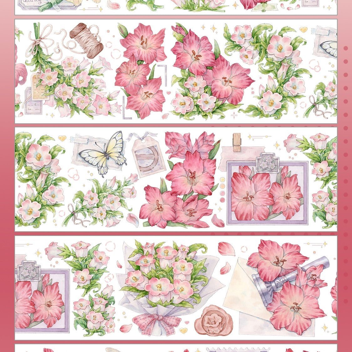 Romantic Flowers PET Tape Pink Raft – Desk Cosmos