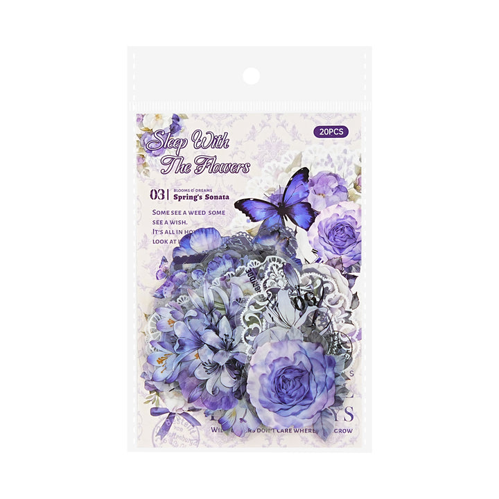 Floral PET Stickers Sleep With Flowers Series DIY flower sticker pack