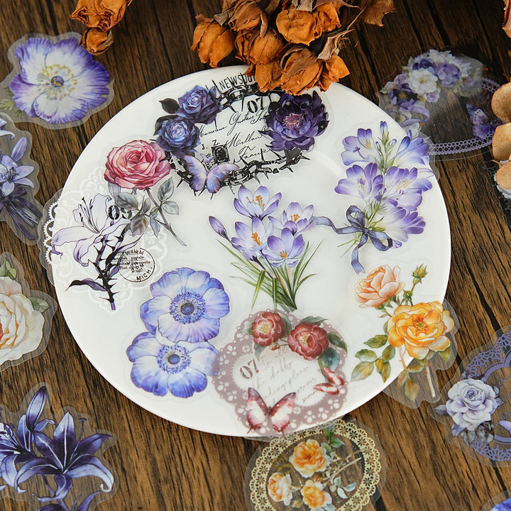 Floral PET Stickers Sleep With Flowers Series PET flower outline stickers