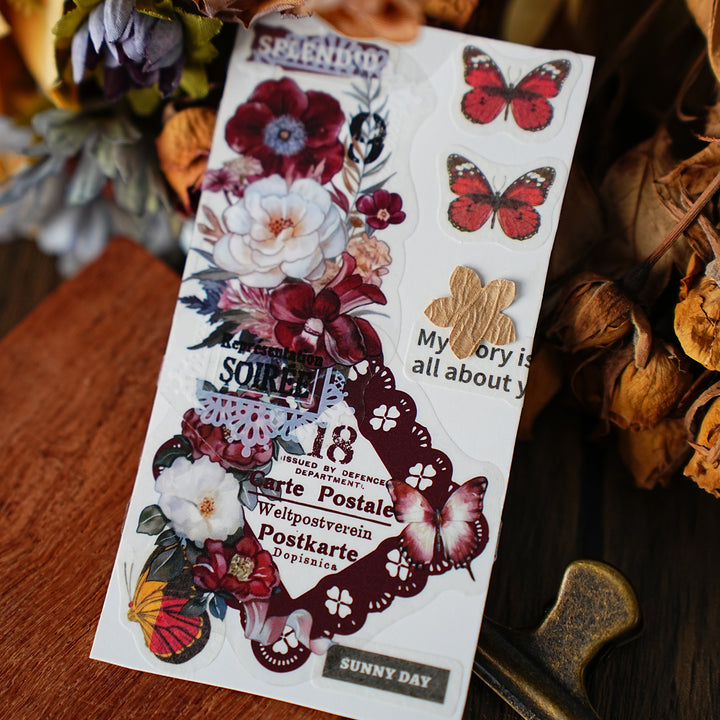 Floral PET Stickers Sleep With Flowers Series aesthetic scrapbook elements
