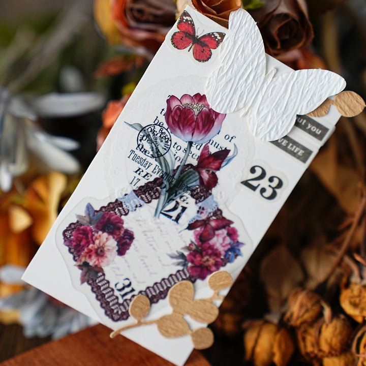 Floral PET Stickers Sleep With Flowers Series for diary collage use