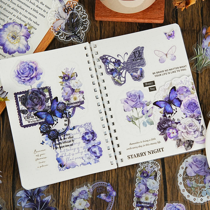 Floral PET Stickers Sleep With Flowers Series transparent material DIY kit