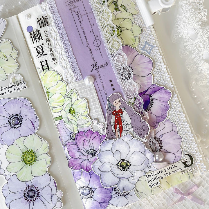 Floral PET Tape Cloudwater Ballad Artistic Journal Adhesive Tape