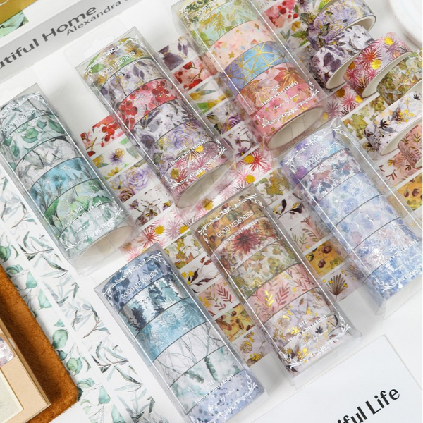 Floral Washi Tapes Seasonal Golden Time Hand Lettering Decor