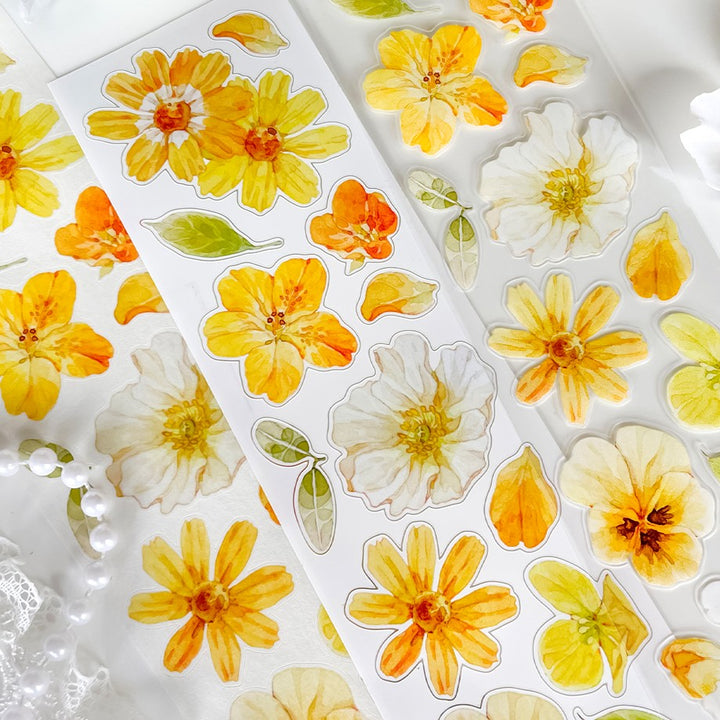 Floral Yellow Green PET Tape Flower Decoration For Scrapbook
