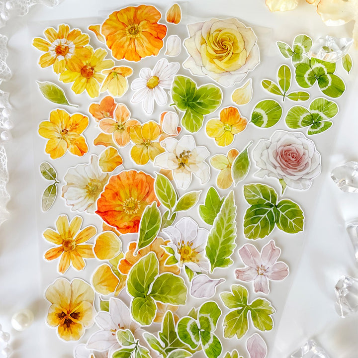 Floral Yellow Green PET Tape Cute Romantic Design