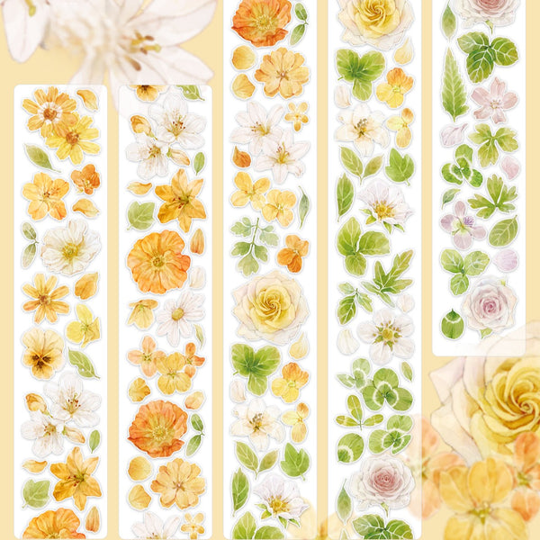 Floral Yellow Green PET Tape Flower Decoration For Scrapbook